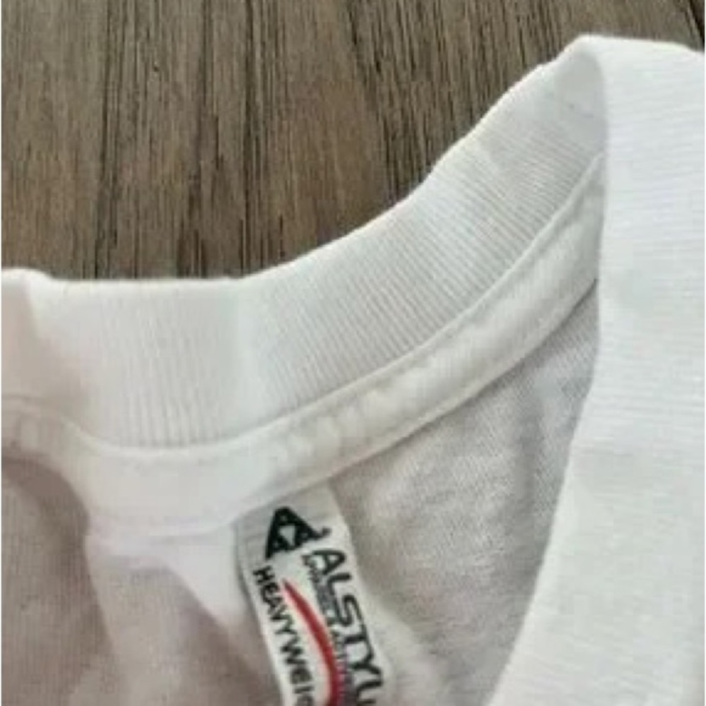 White Graphic Tee with American Flag and Palm Trees - Picture 3 of 3